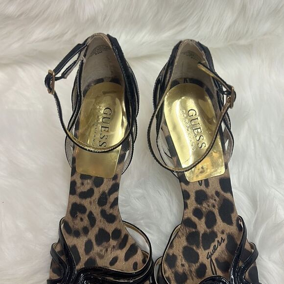 GUESS Leopard Print and Patent Leather Strappy Heels BIN 12 - Picture 7 of 9